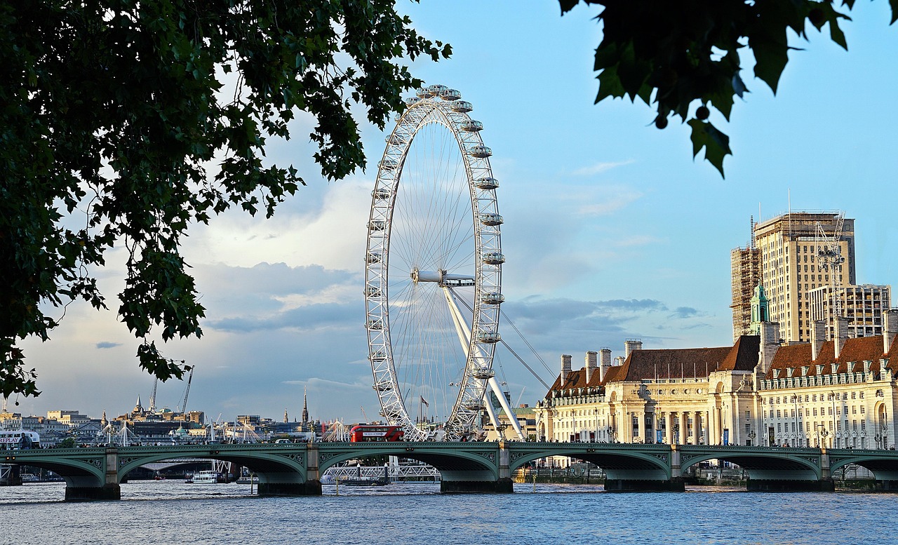 London Eye and Thames Bridge – iconic UK landmark